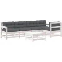 vidaXL 6-tlg Garten-Lounge-Set mit Kissen Weiß Kiefernholz Modell 19