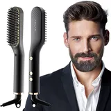 ANLAN , 2 in 1 Bartglätter für Männer und Mini Haarglätter, 5-Stufen Temperatur(120-200°C), 30er Schnell Beheizte, Ionischer Hair Beard Straightener Brush für Das Styling Von Bart und Haar