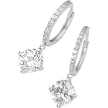 Smart Jewel Paar Creolen SMART JEWEL "mit Behang, weiße Zirkonia, Silber 925", silber, Ohrringe, Damen, Silber 925 (Sterlingsilber)