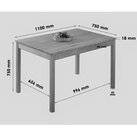 Krok Wood Esstisch Tomas aus Massivholz Buche 110 x 75 x 75 cm
