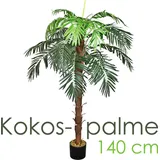 Decovego künstliche Kokospalme, Kunstpflanze,140 cm, Kunstpalme für Wohn- & Büroräume, Allergikerfreundlich & Pflegeleicht