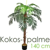 Decovego künstliche Kokospalme, Kunstpflanze,140 cm, Kunstpalme für Wohn- & Büroräume, Allergikerfreundlich & Pflegeleicht