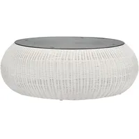 Vente-unique Gartentisch - Polyrattan - Elfenbeinweiß - WHITEHEAVEN von