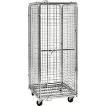 Kongamek Sicherheitscontainer 720x830x1840mm verzinkt mit Gitterboden, 4 Gitterwänden, Tür und Bremse