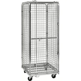 Kongamek Sicherheitscontainer 720x830x1840mm verzinkt mit Gitterboden, 4 Gitterwänden, Tür und Bremse