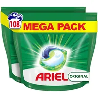 Ariel All-in-1 Pods, Lesive Kapseln, 108 Waschgänge, Original, hervorragende Wirksamkeit gegen Flecken ab dem ersten Waschgang, auch bei kaltem Wasser