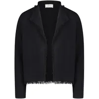 Cartoon Strickjacke mit Fransen Schwarz 34