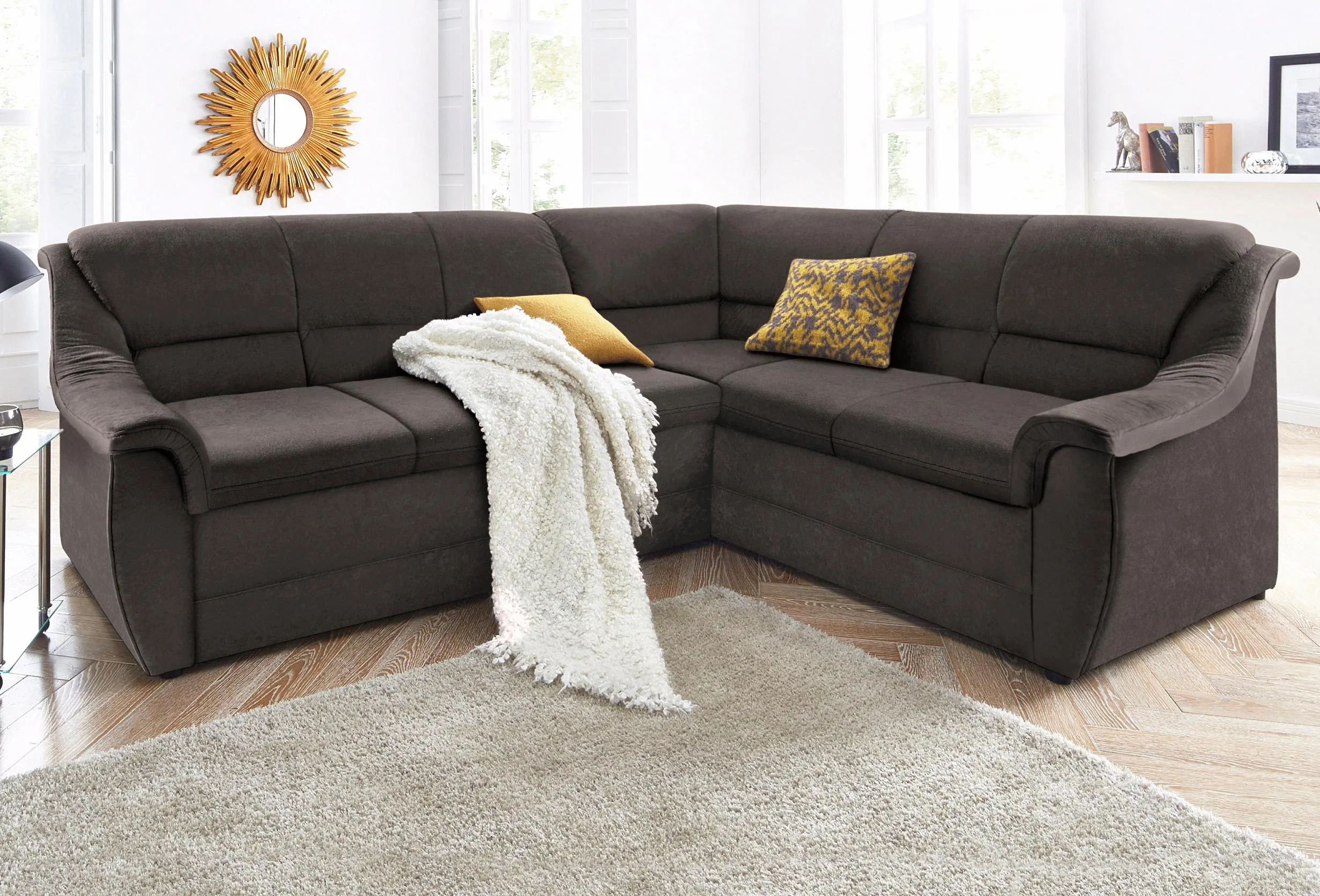 DOMO collection Ecksofa »Lale L-Form«, mit langem Schenkel, wahlweise mit Bettfunktion DOMO collection anthrazit