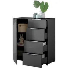 Möbel Boss Kommode Santorin 90 x 99 cm Anthrazit/Glas