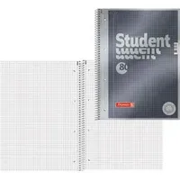 Brunnen Collegeblock Student A4, kariert, mit Randlinie innen Deckblatt: anthrazit-metallic