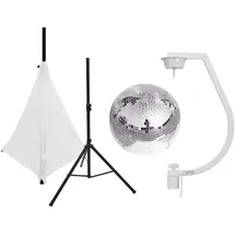 Eurolite Set Spiegelkugel 30cm mit Stativ und Segel weiß