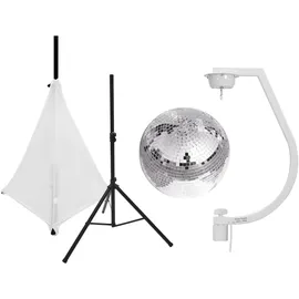 Eurolite Set Spiegelkugel 30cm mit Stativ und Segel weiß