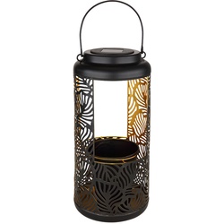 Gartendeko Solar Dekoration für Garten und Terrasse Hängende Solarleuchten, IP44 Akku, Metall schwarz Dekorstanzungen orientalisch, 1x LED 3000K, DxH 15x41cm