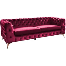 KAWOLA Sofa NARLA Chesterfield 3-Sitzer Velvet rot