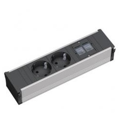 Bachmann CONI Steckdoseneinheit 3-fach (2x CAT5e + 2x Steckdosen Strom)