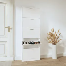 vidaXL Schuhschrank Hochglanz-Weiß 59x17x169 cm Holzwerkstoff - Weiß
