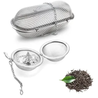 2 Stück Gewürzsieb Zum Mitkochen, Gewürzei, Edelstahl Teeei, Teesieb Gewürzkugel, Groß Gewürzbeutel Gewürzsäckchen, Tee Aus für Gewürz, Gewürzei-Gewürzsieb Gewürzfilter, Gewürzteefilter Kette Kochen