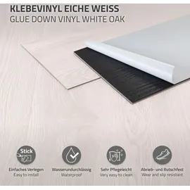ML-Design PVC Bodenbelag, 11,15 m2 80 Dielen Eiche Weiß