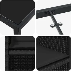 vidaXL 5-teiliges Garten-Essset mit Kissen aus schwarzem Poly-Rattan