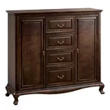 Casa Padrino Luxus Jugendstil Wohnzimmerschrank Dunkelbraun 148,3 x 45,6 x H. 133,2 cm - Massivholz Schrank mit 2 Türen und 4 Schubladen