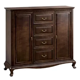 Casa Padrino Luxus Jugendstil Wohnzimmerschrank Dunkelbraun 148,3 x 45,6 x H. 133,2 cm - Massivholz Schrank mit 2 Türen und 4 Schubladen