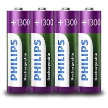 Philips Wiederaufladbare Batterien AA 1300 mAh 4 St.