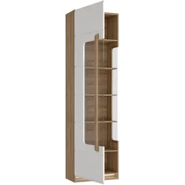 Forte Vitrine FORTE "Attention", rivera eiche, weiß glanz, B:60,2cm H:210cm T:34,3cm, Spanplatte, Schränke, Vitrine, Vitrine inkl. Beleuchtung, Höhe 210 cm, Soft Close, Glastüre