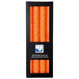 Kerzenfarm Hahn Stearin Stabkerze Set 4 Stück orange