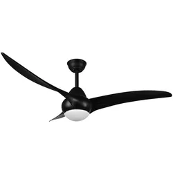 Deckenleuchte Deckenventilator Raumlüfter Kühler Wohnzimmerlampe, schwarz, App-Steuerung dimmbar Fernbedienung 3 Stufen CCT Timer, 1x LED 1600Lm warm-kaltweiß, D 115 cm