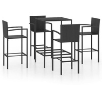 vidaXL 5-tlg. Gartenbar-Set Poly Rattan Schwarz