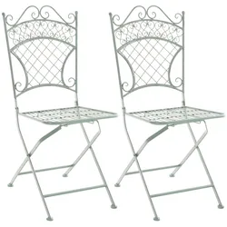 CLP 2er Set Eisen-Klappstuhl Adelar im nostalgischen Design, Klappbarer Gartenstuhl mit edlen Verzierungen, In verschiedenen Farben erhältlich