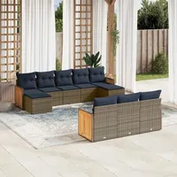 vidaXL Gartensofa-Set 10-tlg. grau