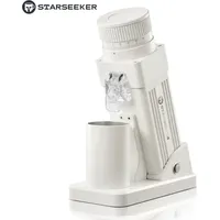 STARSEEKER E55 Pro Elektrischer Kaffeemühle mit 55mm Titanlegierung-Kegelmahlwerk, 72W Wechselstrommotor, weiß, professionelle Espresso-Mühle mit stufenloser Einstellung und Antipulverflug-Technologie, geeignet für Haushalt und Café