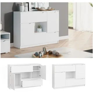 Vicco Kommode RUBEN Weiß 4 Schubladen 120 cm Sideboard Mehrzweckschrank Schrank