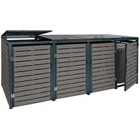 MCW 4er Mülltonnenverkleidung MCW-K14, Mülltonnenbox Mülltonnenabdeckung, 119x264x84cm WPC Metall