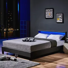 Home Deluxe LED Bett Astro Inkl. Matratze versch. Größen und Farben - Dunkelgrau,
