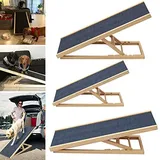 Hunderampe Katzen Rampe Hundetreppe für Bett oder Sofa Klappbar aus Holz Hundeleiter Auffahrrampe für Haustiere 70cm x 35cm x 30/40 Höhe Einstellbar Sicherheit Haustiere Leiter