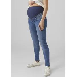 MAMA LICIOUS Umstandsjeans "MLMILA", Damen, Gr. XS (34), N-Gr, blau (blau, used), Denim/Jeans, Obermaterial: 69% Baumwolle, 25% Polyester, 3% Elasthan, 3% Viskose, leichte Abriebeffekte, Jeans, mit Bauchband