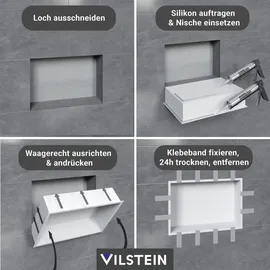 VILSTEIN Duschnische 30x60 cm | Aufputz | Wandnische Weiß | Duschregal - Weiß