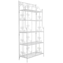 CLP Standregal Ciara I Metallregal für Pflanzen im Landhausstil I Regal für Balkon, Terrasse, Veranda und Garten I 5 klappbare Böden