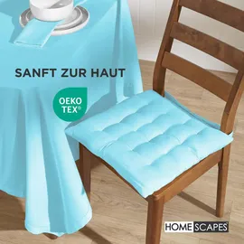 Homescapes Stuhlkissen 40 x 40 x 6,5 cm hellblau 6 St.