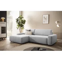 Home affaire Ecksofa TORGE (264cm), Schlafsofa in Cord, Samtvelours o Struktur fein, L-Form, Schlaffunktion, Bettkasten, Liegefläche: 125/210 cm grau