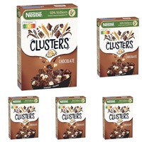 Nestlé CLUSTERS Schokolade, Cerealien aus 59% Vollkorn, mit Schokolade & Mandeln, enthält Vitamine, Calcium & Eisen, 5er Pack (1x330g)