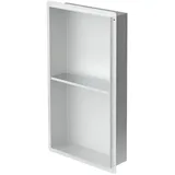 luxebath Wandnische Doppel aus Edelstahl, 30x60x10 cm, Silber, Duschnische, Randlos,