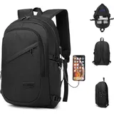 Kono Laptop-Rucksack Anti-Diebstahl-Reise-Business-Computer-Rucksack Arbeitstasche mit USB-Ladeanschluss Leichter Laptop-Rucksack Wasserdichter Schultasche für Männer und Frauen für 15,6 Zoll (Schwarz)