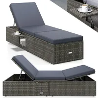 CASARIA Polyrattan Gartenliege Grau/Anthrazit 200x58x33cm