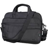 Trust Sydney Laptoptasche aus Recyclingmaterial bis 16 Zoll, mit Schultergurt und Taschen zur Aufbewahrung, Nachhaltige Schultertasche für Reisen, Business, Büro, Schule - Schwarz