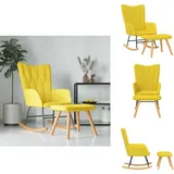 Schaukelsessel mit Hocker Senfgelb Stoff - Schaukelstuhl - Relaxsessel - Lounge Chair - Esszimmerstuhl - Sofa