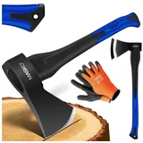 KESSER MASKO® Spaltaxt Spaltbeil Axt Beil Spalthammer Spaltkeil FIBERGLAS-Stiel + Handschuhe Die Perfekten Werkzeuge für Garten und Wald Universal Robust Langlebig Rostfrei