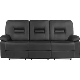 Beliani Sofa Schwarz Kunstleder 3-Sitzer Relaxfunktion Retro Wohnzimmer